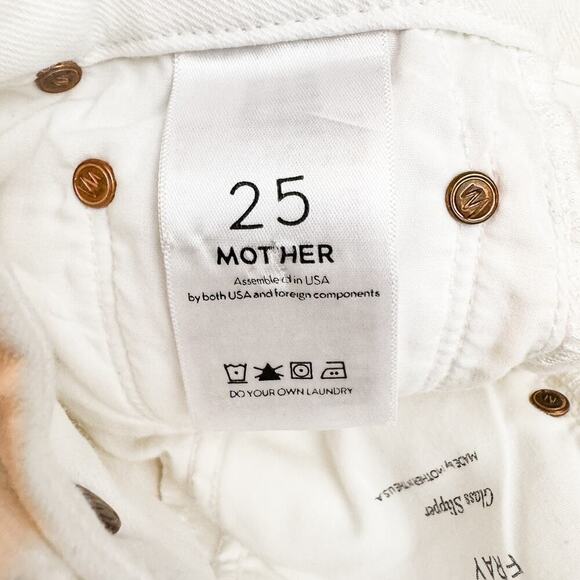Mother Looker Ankle Fray Glass Slipper White Denim Jeans Size 25 - Picture 7 of 10